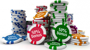 poker chips with 50% sign